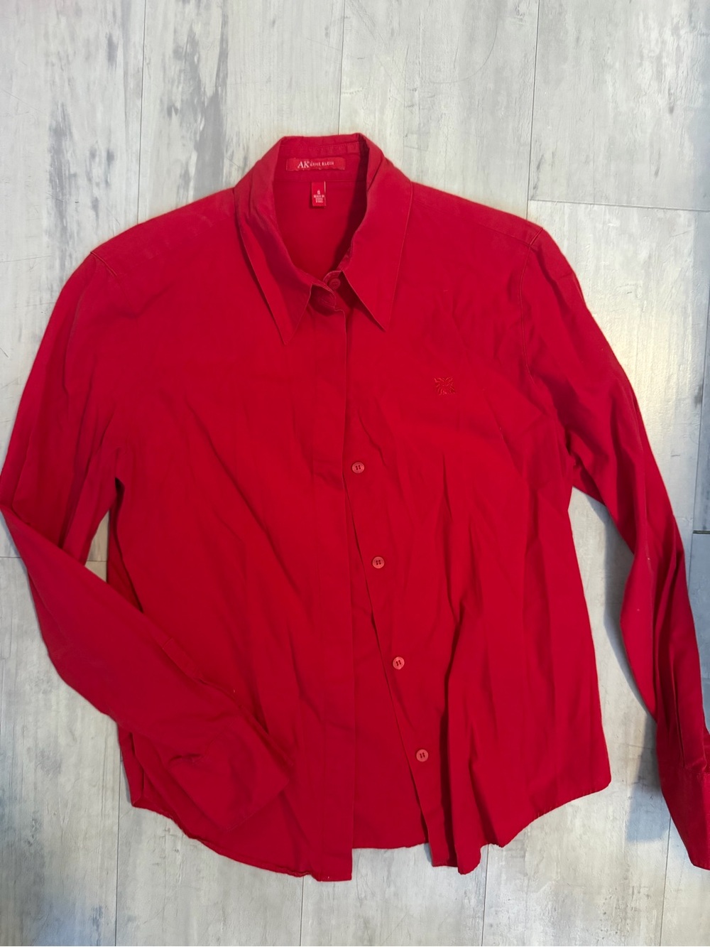 Anne Klein Women’s Red Long-Sleeve Button-Down Shirt